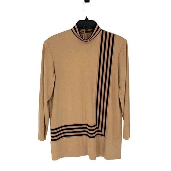 Lew‎ Magram stretchy quintessential 70's tunic top tan size medium - Picture 2 of 8